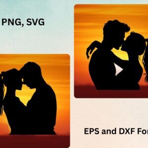 Romantic Couple Silhouette Lovers Clipart Wedding Svg Png Dxf Eps Digital Vector Cut File for Cricut, Laser Engraving Anniversary Engagement