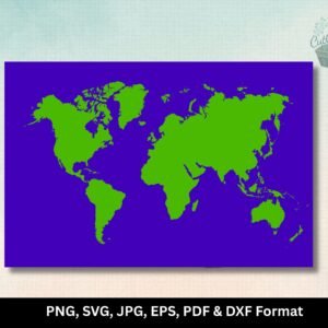 World Map SVG Laser Cut Vector File Png World Map Clipart Cricut & Silhouette Dxf Eps Pdf Jpg Digital Download 5 different colors world map