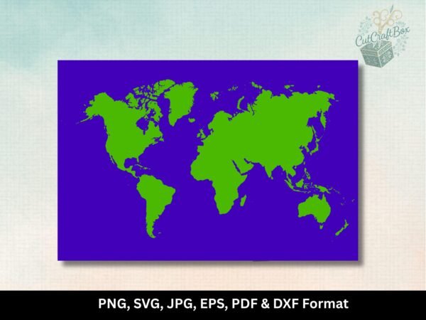 World Map SVG Laser Cut Vector File Png World Map Clipart Cricut & Silhouette Dxf Eps Pdf Jpg Digital Download 5 different colors world map