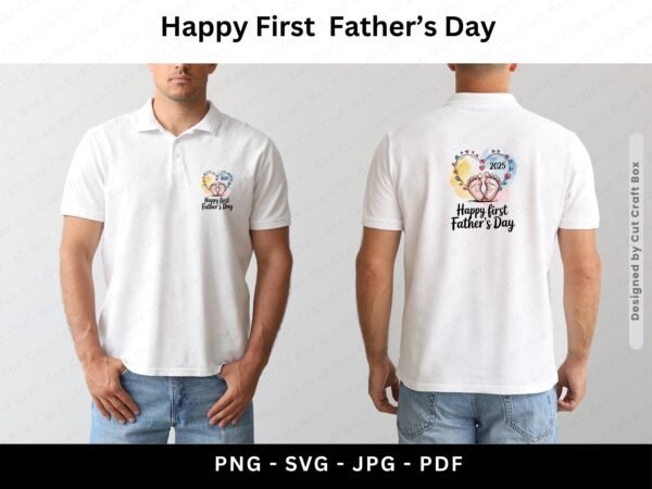 Happy First Fathers Day Svg Png Pdf Jpg | Baby Feet  Clipart | New Dad Gift Sublimation | Dad Digital Design Clipart |  Cricut & Sublimation