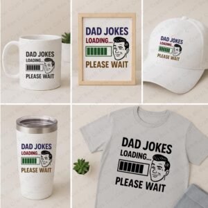 Dad Jokes Loading Svg Png Jpg Pdf Dxf  Eps | Funny Father's Day Cricut Design | Retro Dad Humor Quote | Instant Download for Shirts & Gifts