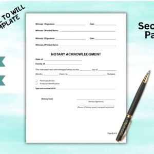 Editable Codicil to Will Form Template Will Codicil Contract Codicil Document Testament Form Last Will Amendment Estate Planning Word & PDF