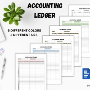 Editable Accounting Ledger Money Tracker Sheet General Ledger Expense Tracker Small Business Ledger Bookkeeping Ledger Microsoft Word & PDF