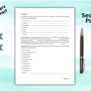 Editable Childcare Contract Daycare Contract Child Care Contract Day Care Contract Daycare Agreement Babysitter Contract Nanny Agreement
