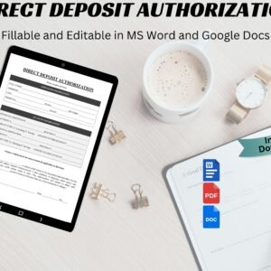 Editable Direct Deposit Authorization Form Payroll Form HR Payroll Template Employees Direct Deposit Authorization Letter Word & PDF