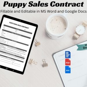 Minimalistic Design Editable Puppy Sales Contract Simple Dog Sale Agreement Template Puppy Deposit Contract Puppy Purchase Agreement format