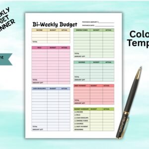 Biweekly Budget Planner Editable Paycheck Budget Tracker Budget by Bi-Weekly planner Finance Planner Personal Budget Printable WORD & PDF