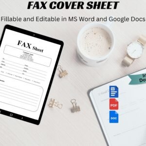 Editable Fax Cover Sheet Fax Cover Template HR Template Fax Sheet Fax Cover Printable Fax Cover Administrative Forms Word & PDF Fax Form