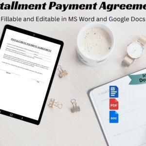 Editable Installment Payment Agreement Loan Installment Agreement Payment Contract template Payment Terms Promissory Note Loan Payment Terms