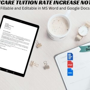 Daycare Tuition Rate Increase Letter Daycare Fee Increase Childcare Tuition Rate Increase Template Daycare Form Daycare Business Preschool