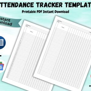 Attendance Tracker Form Editable Attendance Sheet for Teachers Attendance Tracking Chart for Employees Homeschool Attendance Log Word & PDF