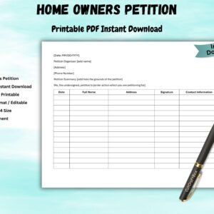 Home Owners Petition Template Editable Home Owners Petition Form Home Owners Petition Letter, Homeowners Petition Summary PDF & WORD