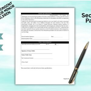Travel Consent Form for Child Parental Consent for Travel Child Travel Authorization Minor Travel Permission Travel Consent Letter Guardian