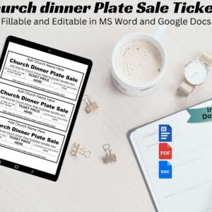 Church Dinner Plate Sale Ticket Fundraiser Editable Church Dinner Plate meal Ticket Printable Customizable Dinner Sale Ticket Ms Word & PDF
