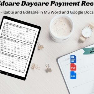 Editable Childcare Receipt In Home Daycare Payment Receipt Daycare Payment Child Care Receipt Babysitter Nanny Preschool Payment Receipt