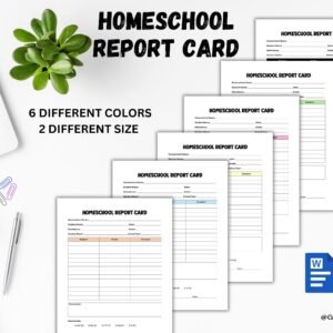 Editable Homeschool Report Card Homeschool Report Card Student Report Card Report Card  School Grade card Word Template Word Google Doc PDF