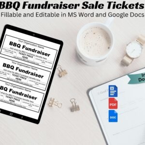 BBQ Fundraiser Ticket  Fundraiser Ticket Editable Bbq Fundraiser meal Ticket Printable BBQ Fundraiser Customizable Template Ms Word & PDF