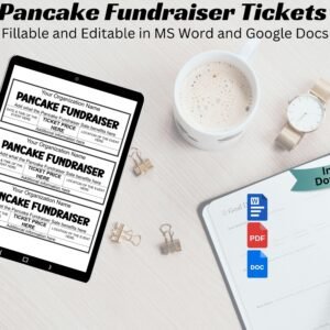 Editable Pancake Fundraiser Ticket Fundraiser Ticket Pancake Ticket Printable Customizable Community School Fundraising Ticket Word PDF