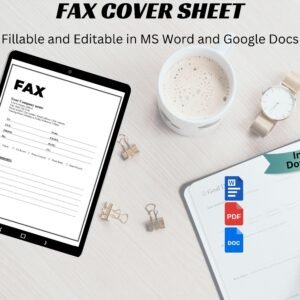 Editable Fax Cover Sheet Printable Form Fax Template Word & PDF Official Fax Cover Sheet HR Administrative Form Personal Fax Cover Sheet