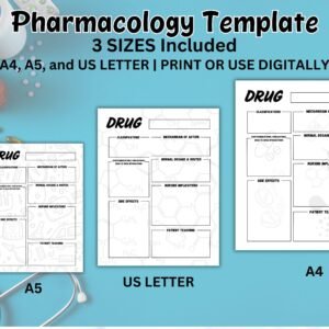 Pharmacology Study Template PDF Printable Nursing Notes Pharmacology Template Drug Template Nursing Study Guide, Student Nurse Sheets PDF