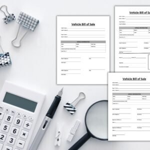 Vehicle Bill of Sale Bundle Notarized Bill of Sale Vehicle Bill of Sale with 2 Witnesses & Simple Motor Vehicle Bill of Sale Car Sale Form