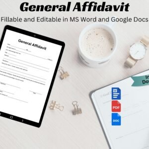 Editable General Affidavit Form General Affidavit Form Printable Affidavit Simple Affidavit Form with Notary Word & PDF Affidavit Template