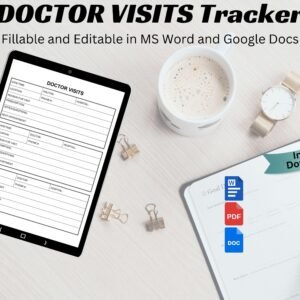 Editable Doctor Visit Tracker Health Consultation Record Doctor Visits Log Medical Record Tracker Doctor Visit Note Health Planner Word PDF