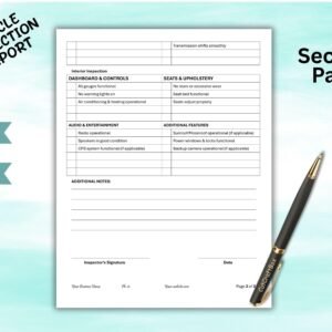 Editable Visual Vehicle Inspection Report Vehicle Assessment Automobile Examination Summary Car Assessment Inspection Report Form PDF & Word